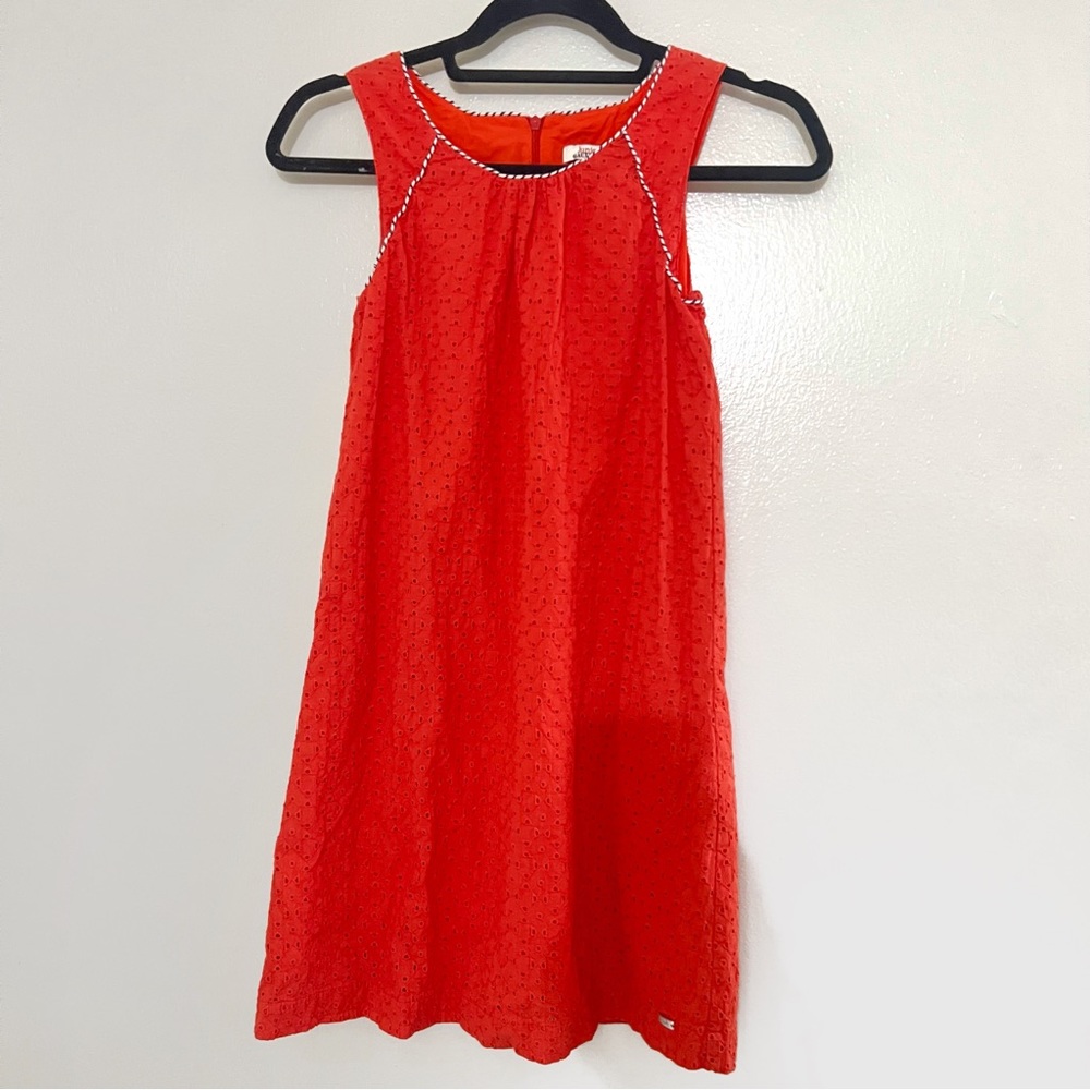 Junior Gaultier Girls Summer Eyelet Cotton Designer Vacation Dress in Orange 14